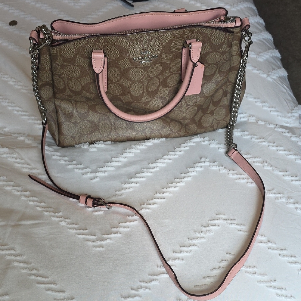 Coach Tan and Pink Satchel Bag